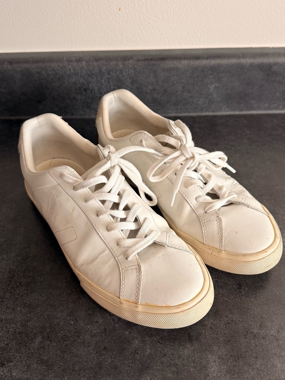 Veja White Low-Top Leather Sneakers